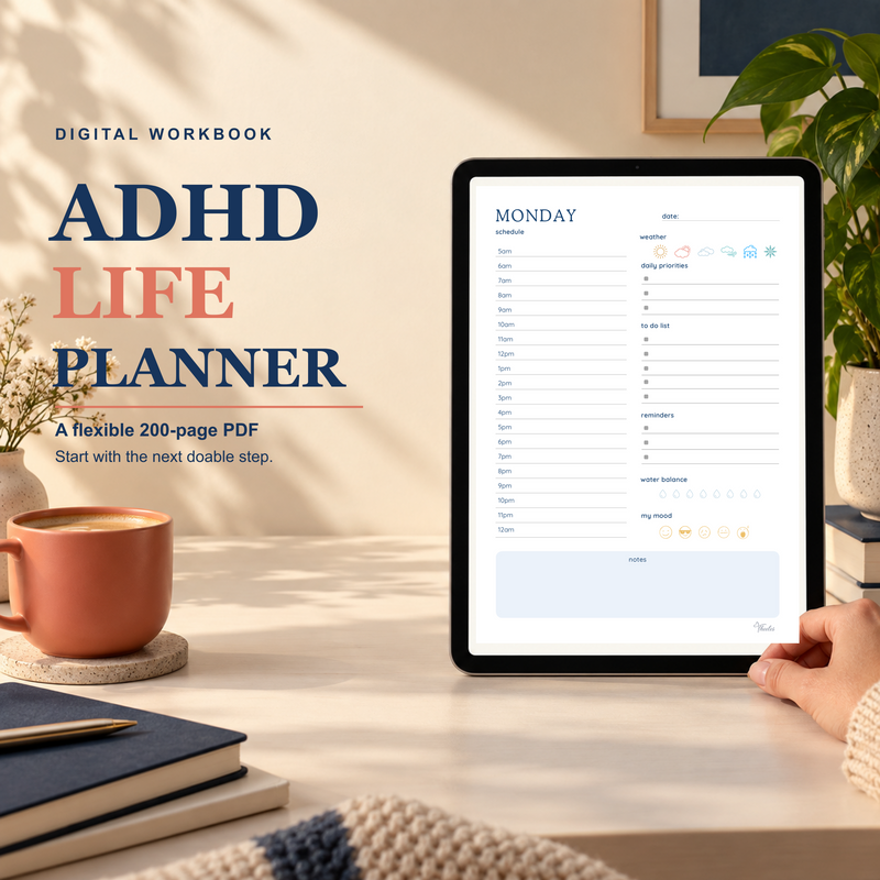 ADHD Life Planner & Reflection Workbook | 200-Page PDF