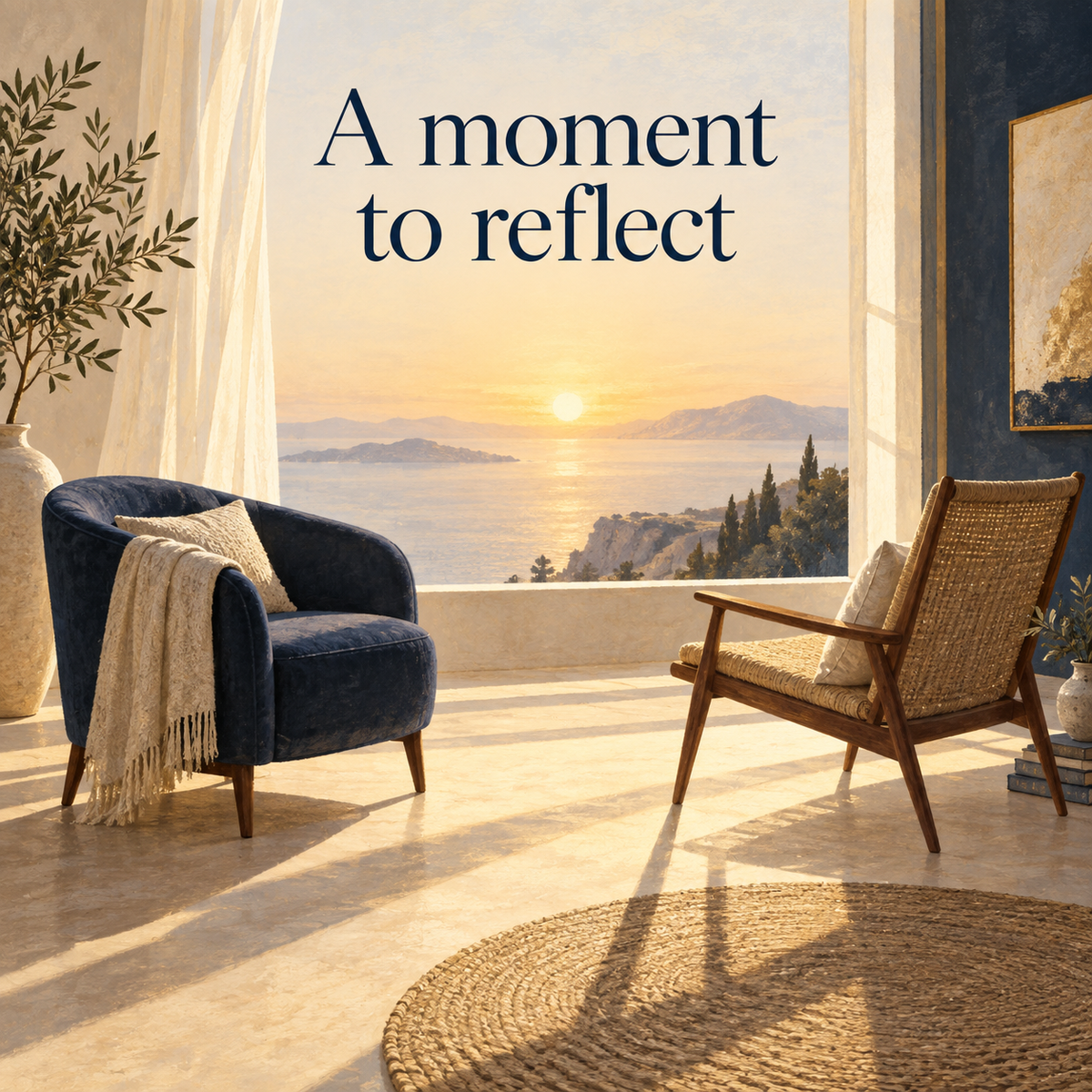 Quiet space for a moment of reflection; illustrative scene