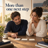 More than one next step; two adults consider options together, illustrative conflict reflection scene