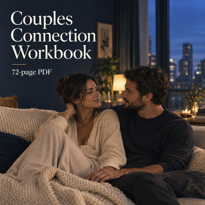 Theeles Couples Connection Workbook 72-page PDF illustrated by a couple sharing a quiet blue-hour moment