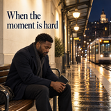 Illustration of an adult pausing during a difficult evening