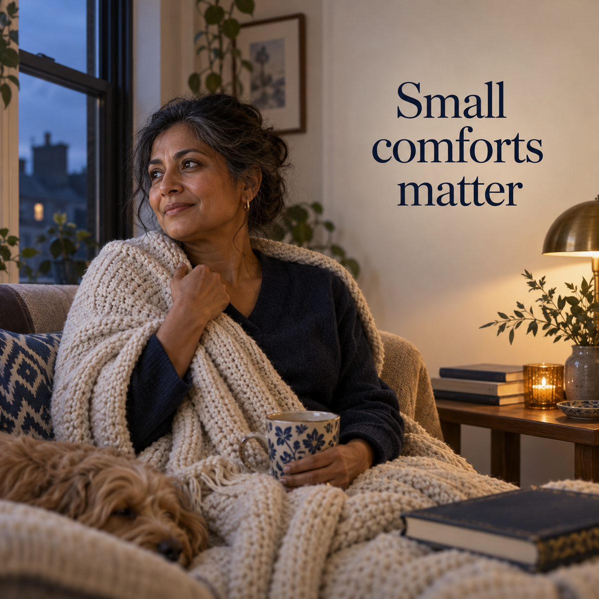 Illustration of gentle sensory comforts at home