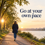 Illustration of an adult beside a river, representing self-paced skill practice