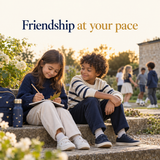 Two children spending time together at their own pace; illustrative friendship scene