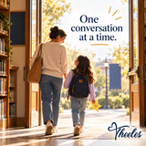 Theeles Kids Life Skills Toolkit illustrated as one caregiver-child conversation at a time; no PDF preview or physical item