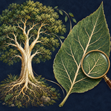 Original tree and leaf-vein comparison artwork representing plant anatomy in the journal; not an exact PDF page