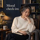 Illustrative quiet mood check-in moment for the Mental Wellness Planner; not an exact PDF page