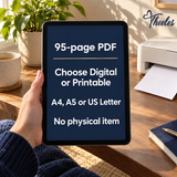 Theeles Mental Wellness Planner 95-page PDF guide: Digital or Printable, A4 A5 or US Letter, no physical item