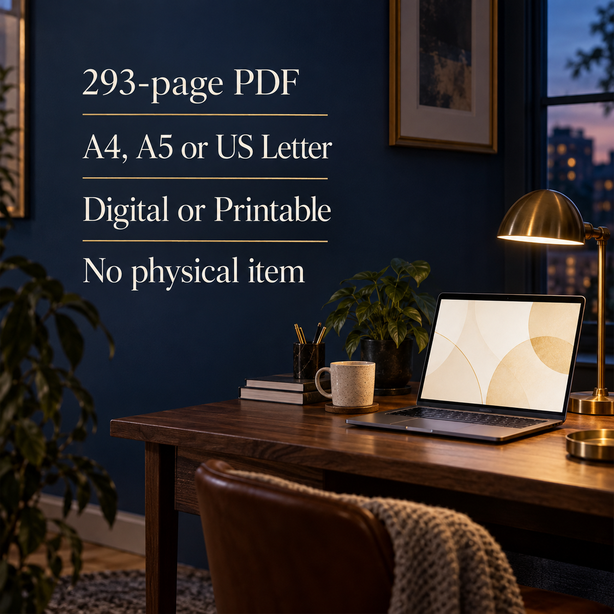 Theeles Mental Wellness Reflection Bundle edition facts: 293-page PDF in A4, A5, and US Letter options
