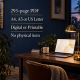 Theeles Mental Wellness Reflection Bundle edition facts: 293-page PDF in A4, A5, and US Letter options