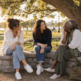 Illustrative circle of trusted adult support and connection in a park
