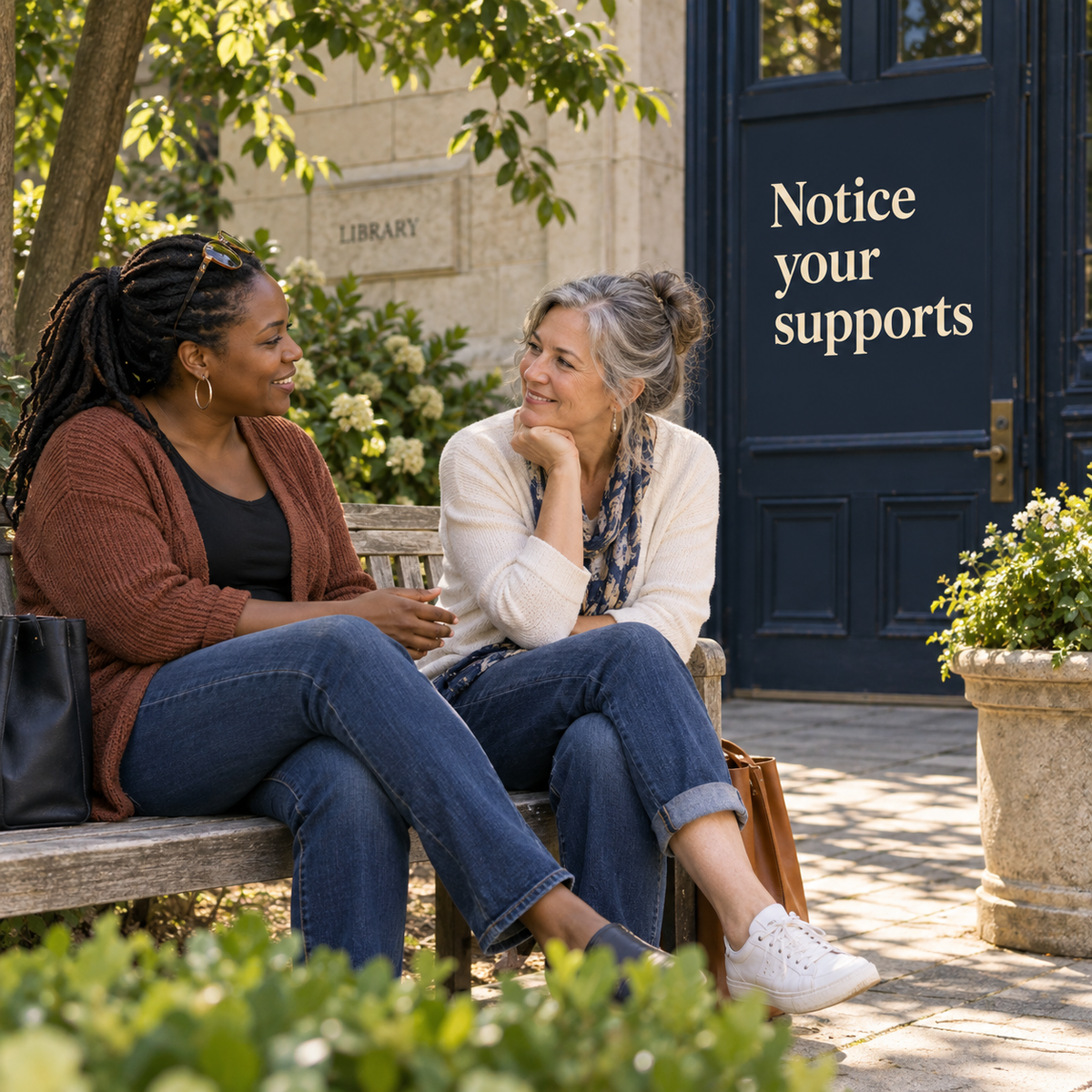 Illustrative voluntary conversation between two adults about noticing support