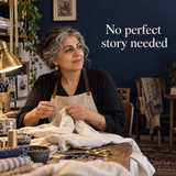 Illustrative textile-studio scene about reflection without a perfect recovery story