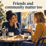 Friends and community matter too; illustrative relationship support scene