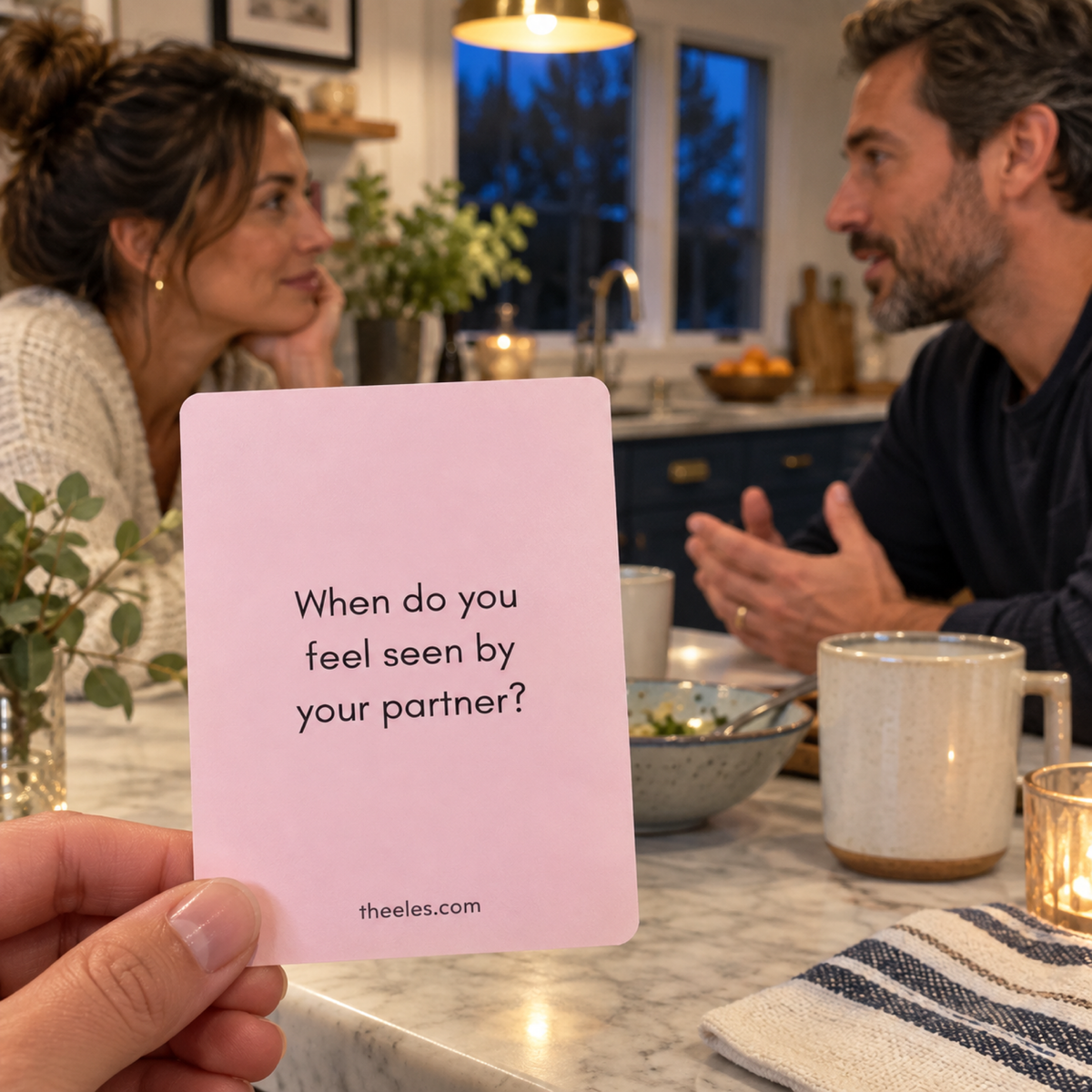 Actual question card asking when a partner feels seen during an attentive conversation